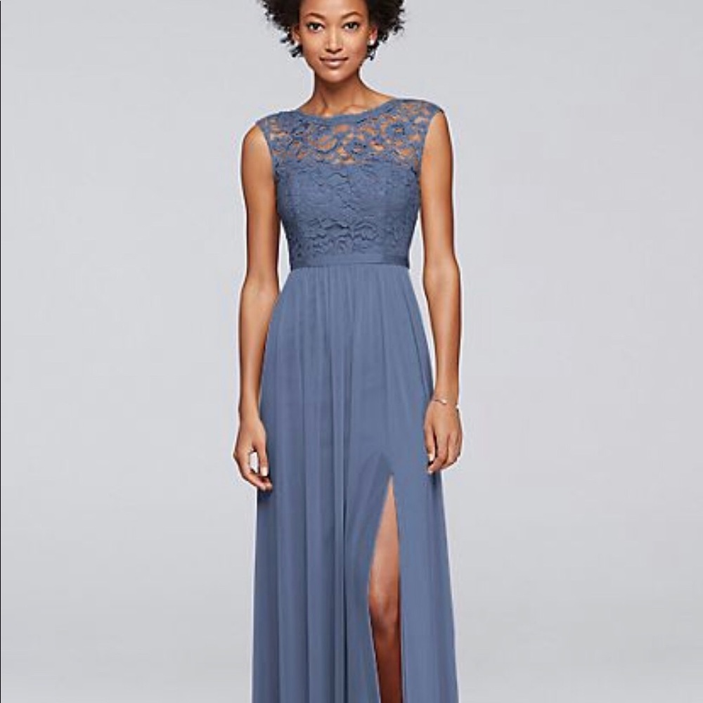 David’s Bridal Bridesmaid Dress Steel Blue